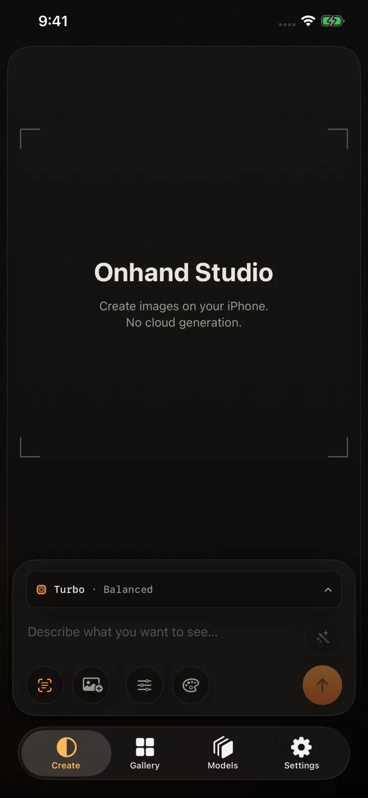Onhand pre-release build: the create screen