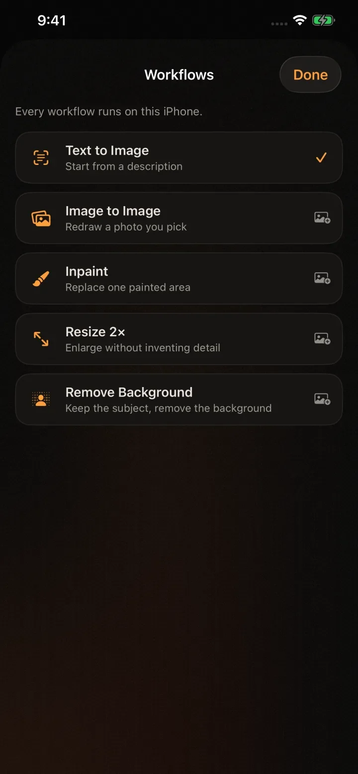 Onhand pre-release build: on-device workflows